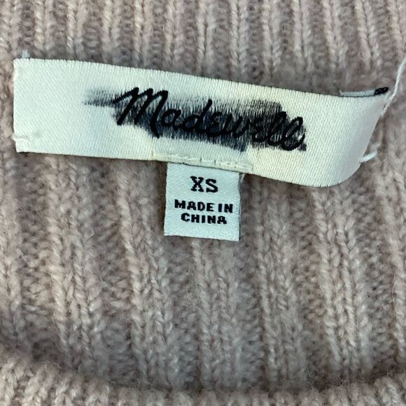 MADEWELL baby pink Wool Blend Ruffle Bell Long Sleeve Super Soft Sweater size XS - Picture 2 of 6